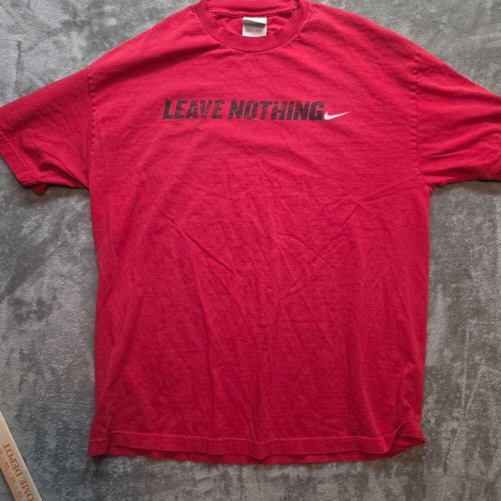 Nike Shirt Mens XL Red Leave Nothing Slogan Graphic Crew Neck Sports Tee T-Shirt